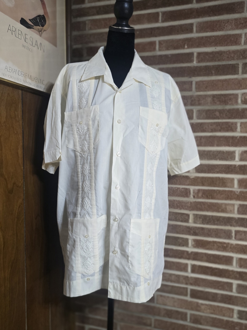 Romani Men's Light Ivory Shirt with Subtle Embroidery